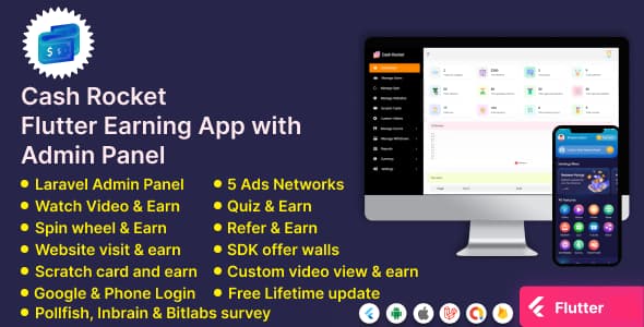 دانلود اپلیکیشن کسب درآمد فلاتر Cash Rocket-Flutter Online Earning App دانلود اپلیکیشن کسب درآمد فلاتر Cash Rocket-Flutter Online Earning App