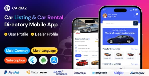 دانلود اپلیکیشن وسایل نقلیه فلاتر Carbaz-Car listing-Car Rental Directory App دانلود اپلیکیشن وسایل نقلیه فلاتر Carbaz-Car listing-Car Rental Directory App