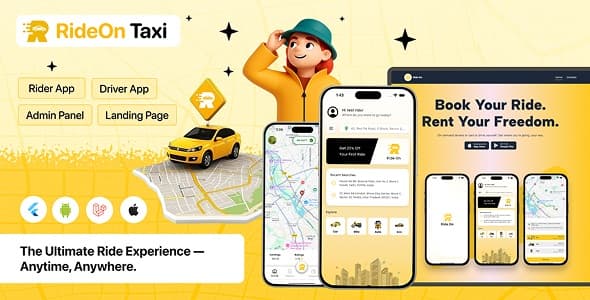 دانلود اپلیکیشن تاکسی فلاتر RideOn Taxi-Complete Taxi Booking Solution دانلود اپلیکیشن تاکسی فلاتر RideOn Taxi-Complete Taxi Booking Solution