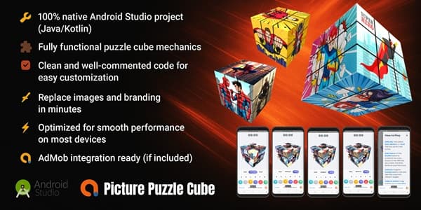 دانلود اپلیکیشن بازی اندروید Picture Puzzle Cube Game-Android Source دانلود اپلیکیشن بازی اندروید Picture Puzzle Cube Game-Android Source