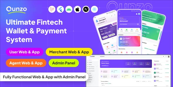 دانلود اپلیکیشن مالی فلاتر Qunzo-Fintech Wallet App and Web with User دانلود اپلیکیشن مالی فلاتر Qunzo-Fintech Wallet App and Web with User