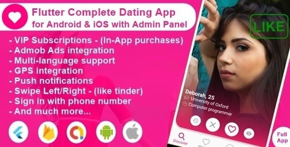 دانلود اپلیکیشن همسریابی فلاتر Flutter Complete Dating App for Android-iOS دانلود اپلیکیشن همسریابی فلاتر Flutter Complete Dating App for Android-iOS